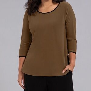 [US14]Sympli Dark Tan Tipped Go To Classic Jersey Tee Relax classic Mid Sleeve